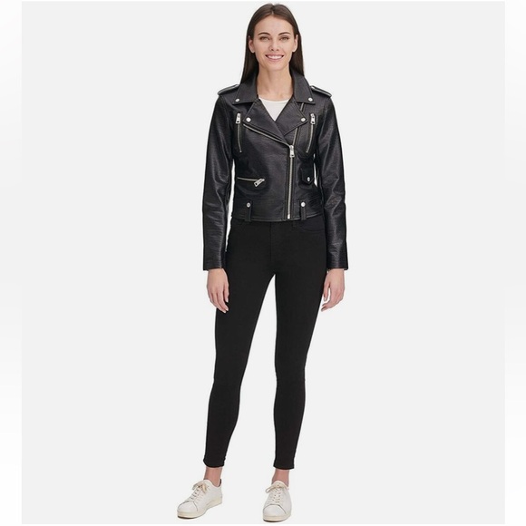 NWT Levi's Croc Vegan faux Leather Asymmetrical Moto Zip motorcycle biker Jacket - Picture 7 of 16